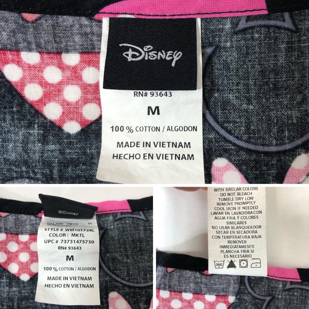 Disney Mickey Frozen Tinker Bell Bundle Of 3 Disney Scrubs Tops With Pockets M - Picture 5 of 16